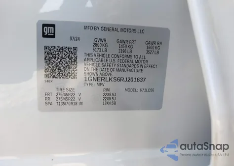 2024 Chevrolet Traverse Fwd Rs from USA, damaged, VIN 1GNERLKS6RJ201637